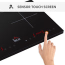 HOMCOM Portable Induction Hob Double Induction Cooker 2800W Twin Hot Plate Electric Cooktop with 8 Power & Temperature Levels 4H Timer Child Lock Sensor Touch LED Display Crystal Glass w/