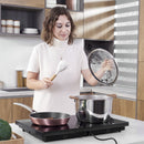 HOMCOM Portable Induction Hob Double Induction Cooker 2800W Twin Hot Plate Electric Cooktop with 8 Power & Temperature Levels 4H Timer Child Lock Sensor Touch LED Display Crystal Glass w/