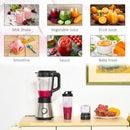 HOMCOM Blender Smoothie Maker Stainless Steel 900W Countertop Blender with 5 Speed Setting, Pulse Function, 1.5L Mix Cup, Portable Cup and Grinder for Ice, Fruit, Vegetable and Nut w/5 Fruit