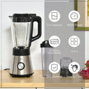 HOMCOM Blender Smoothie Maker Stainless Steel 900W Countertop Blender with 5 Speed Setting, Pulse Function, 1.5L Mix Cup, Portable Cup and Grinder for Ice, Fruit, Vegetable and Nut w/5 Fruit