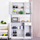 4-Door Wooden Multi Storage Kitchen Cabinet with Doors & Drawers - White