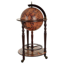 Wine Trolley Globe Dark Yellow Brown Shaped Retro Style Bar Cabinet Alcohol Storage Trolley Glass Bottle Holder 36CM