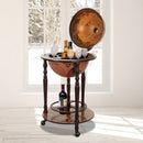 Wine Trolley Globe Dark Yellow Brown Shaped Retro Style Bar Cabinet Alcohol Storage Trolley Glass Bottle Holder 36CM