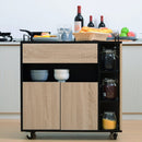 Rolling Kitchen Island - Oak/Black Colour