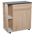 HOMCOM Kitchen Storage Trolley Cart Cupboard Rolling Island Shelves Cabinet with Door and Drawer Locking Wheels