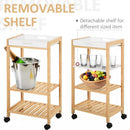 HOMCOM Pine Wood 4-Tier Kitchen Trolley White