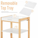 HOMCOM Pine Wood 4-Tier Kitchen Trolley White