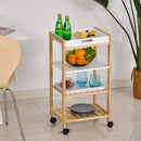 HOMCOM Pine Wood 4-Tier Kitchen Trolley White