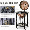 HOMCOM MDF Tri-Compartment Retro Globe Drinks Cabinet Brown