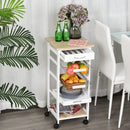 MDF Wood 5-Tier Kitchen Storage Trolley White
