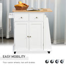HOMCOM Kitchen Island Storage Cabinet Rolling Trolley with Rubber Wood Top, 3-Tier Spice Rack, Large Cabinet & Drawers Rack
