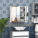 HOMCOM Wall Mounted Bathroom Mirror Storage Cabinet Cupboard with Adjustable Shelf Double Doors Mount w/ Door and Shelves
