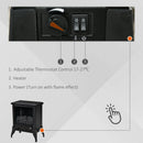 HOMCOM Electric Fireplace Stove, Free standing Fireplace Heater with Realistic Flame Effect, Adjustable Temperature and Overheat Protection, Black W/