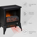 HOMCOM Electric Fireplace Stove, Free standing Fireplace Heater with Realistic Flame Effect, Adjustable Temperature and Overheat Protection, Black W/