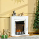 HOMCOM Electric Fireplace Suite with Remote Control, Freestanding Fireplace Heater with Flame Effect, 1kW/2kW, Overheat Protection, 7-day Programmable Timer, White Safe Cut-Off