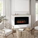 HOMCOM Electric Wall-Mounted Fireplace Heater with Adjustable Flame Effect, Remote Control, Timer, 1800/2000W, Black Wall-Mount W/ Effect Control