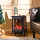HOMCOM Free standing Electric Fireplace Stove, Fireplace Heater with LED Flame Effect, 3-sided Tempered Glass, Overheat Protection, 1000W/2000W, Black Freestanding Stove