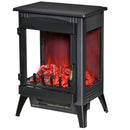 HOMCOM Free standing Electric Fireplace Stove, Fireplace Heater with LED Flame Effect, 3-sided Tempered Glass, Overheat Protection, 1000W/2000W, Black Freestanding Stove