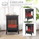 HOMCOM Free standing Electric Fireplace Stove, Fireplace Heater with LED Flame Effect, 3-sided Tempered Glass, Overheat Protection, 1000W/2000W, Black Freestanding Stove