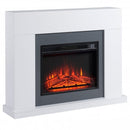 Electric Fireplace Suite with Remote Control, 2000W Freestanding Fireplace Heater with LED Flame Effect, Overheat Protection, 7-Day Programmable Timer, White w/ Control Effect Timer