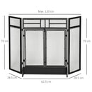 HOMCOM 3-Panel Folding Fireplace Screen with Door, Freestanding Spark Guard, Metal Mesh Fireguard, Black Door Mesh