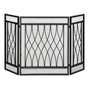 HOMCOM 3-Panel Folding Fireplace Screen, Metal Mesh Fire Spark Guard, 126L x 3W x 80H cm-Black