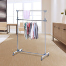 Clothes Hanger W/Wheels, Heavy Duty-Silver/Grey