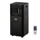 HOMCOM 560W Compact Portable Mobile Air Conditioner Unit Cooling Dehumidifying Ventilating w/ Fan Remote LED Display 24 Hr Timer Auto Shut-Down Home Office Summer 4 Modes Black