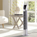 HOMCOM 40W Wind Speed Adjustable ABS Quiet Oscillating Tower Fan w/ Remote Silver