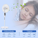 HOMCOM Pedestal Stand Fan, 3 Speed 3 Mode, 85-¦ Oscillation, LED Panel, 3M Remote Controller, Height Adjustable for Living Room, Bedroom, Garage, Office, Black and White Control