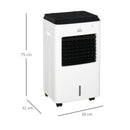 HOMCOM 3-IN-1 Portable Air Cooler, Heater, Humidifier with Ice Crystal Box, 3 Speed 3 Mode, 7.5 Hour Timer, Remote Controller Included, for Bedroom, Dorm, Office, White Cooler Heater Box 9 Settings Home Office
