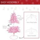 4FT Pop-up Artificial Christmas Tree Holiday Xmas Holiday Tree Decoration with Automatic Open for Home Party, Pink w/