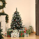 Green 4FT Artificial Snow Dipped Christmas Tree Xmas Pencil Tree Holiday Home Party Decoration with Foldable Feet Red Berries White Pinecones