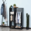 Particle Board Mobile Open Wardrobe on Wheels Black
