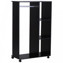 Particle Board Mobile Open Wardrobe on Wheels Black