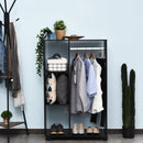 Particle Board Mobile Open Wardrobe on Wheels Black