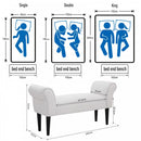 Bed End Chaise Lounge Sofa Window Seat Arm Bench Wooden Leg Fabric Cover Padded Hallway-White
