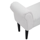 Bed End Chaise Lounge Sofa Window Seat Arm Bench Wooden Leg Fabric Cover Padded Hallway-White