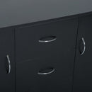 2 Door 4 Drawer Cabinet Storage Unit Free Standing Cupboard Chest Organizer Solid Wood (Black) |