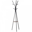 Free Standing Metal Coat Rack Stand 9 Hooks w/ Shelf - Brown