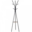 Free Standing Metal Coat Rack Stand 9 Hooks w/ Shelf - Brown