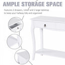 Console Table Storage Display Desk W/ 2 Drawers-Ivory White