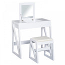 Dressing Table with Cushioned Stool, MDF, Pine-White