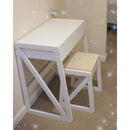 Dressing Table with Cushioned Stool, MDF, Pine-White