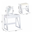 Dressing Table with Cushioned Stool, MDF, Pine-White