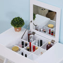 Dressing Table with Cushioned Stool, MDF, Pine-White
