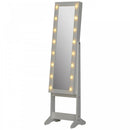 HOMCOM Free Standing LED Mirrored Jewellery Cabinet -  Warm White