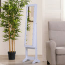 HOMCOM Free Standing LED Mirrored Jewellery Cabinet -  Warm White