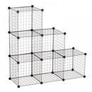 DIY 6 Cube Wire Storage Cabinet Organiser, 111L x 37W x 111Hcm-Black