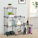 DIY 6 Cube Wire Storage Cabinet Organiser, 111L x 37W x 111Hcm-Black